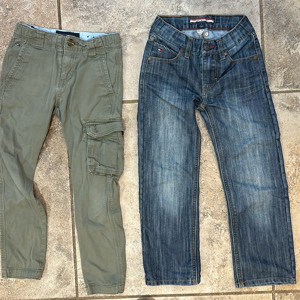 Tommy Hilfiger jeans and olive color cargo pants: size 6 Boy